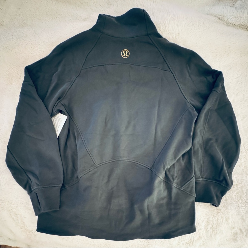 NWT lululemon Scuba Dark Forest Green/Gold Oversized Half-Zip Funnel Neck, M/L - Picture 3 of 4
